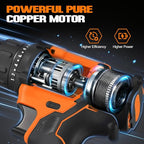 WORKBLESS 21V Power Drill Set, Cordless Drill with 2 Batteries and Charger, 3/8'' Keyless Chuck, Variable Speed, 18+1 Torque Setting and 28pcs Bits Tool Set(Orange)