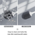 Lefree Silicone Toilet Brush and Holder,Bathroom Cleaner Brush Set,Non-Slip Handle Toilet Bowl Brush with TPR Soft Bristle,Wall Mounted/Floor Standing