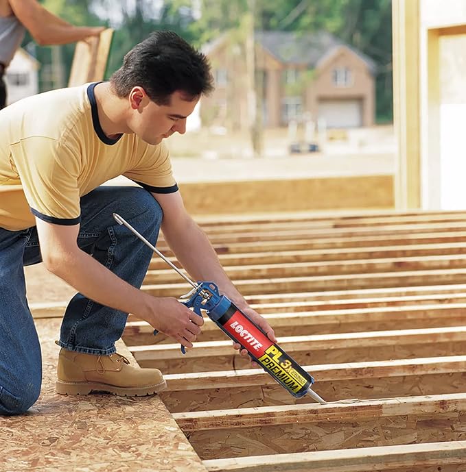 Loctite PL Premium Polyurethane Construction Adhesive, 10 fl oz Cartridge, 12 Pack - Versatile Construction Glue for Wood, Concrete, Stone, Metal & More