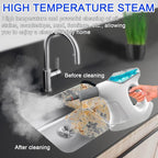 Handheld Steam Cleaner for Home, 10S Immediate Heat Hand Held Steam Cleaner, with Visualized Large Water Tank & 9 PCS Accessories & Safety Lock, for Kitchen,Couch,Floor,Window,Car (WHITE+GRAY)