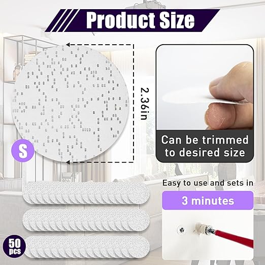 50 Pcs Drywall Anchor Repair Kit Solve Loose Wall Plugs Fast - Ideal for Curtain Rails, Towel Racks, Toilet Paper Holders and More Anchor Hole Patch (2.36 in)