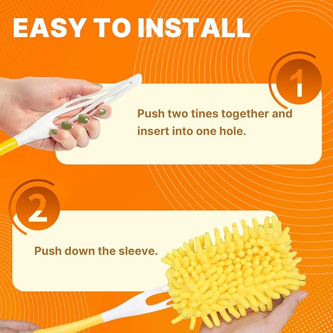 Reusable Duster Refill Compatible with Swiffer Hand Duster, 360 Heavy Duty Duster Refills, Microfiber Washable Dusters Refills for Swiffer Duster Extended Handle, 4 Pack (Handle is Not Included)
