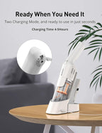 Aspiron Cordless Handheld Vacuum, 24KPA Powerful Car Vacuum, Rechargeable, Charging Dock, Ergonomic Handle, 2-in-1 Crevice Tool, 1.8lb Portable Vacuum Cleaner with 2-Speed for Car, Home, White