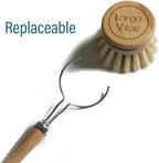 6 pcs Wooden Dish Brush Replacement Heads Made of Renewable Bamboo Wood and Natural Bristle Fiber, Durable, Long Lasting (Tampico Fiber)