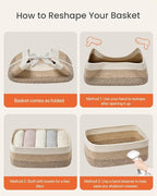 Small Woven Basket, 13.5 x 9.5 x 5 Inches, Storage Basket for Organizing, Cute Small Rope Shelf Closet Cube Storage Bins Baskets for Shelves, Dog Toy Gift Baskets Empty, 3 Pack Gradient Brown