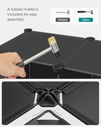 SONGMICS 6 Cube Storage Organizer, Modular Bookshelf, DIY Closet Organizers and Storage, Plastic Stackable Shelves, 11.8 x 11.8 x 11.8 Inch Cubes, with Feet and Rubber Mallet, Black ULPC06H