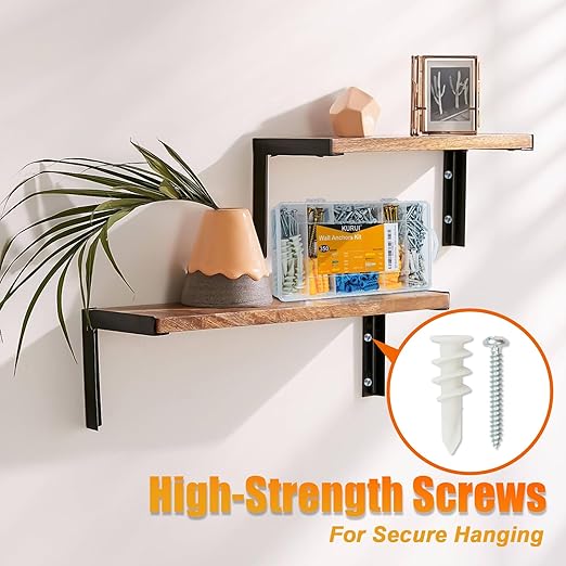 KURUI Drywall Anchors Assortment Kit for Sheetrock Concrete Brick, 350Pcs Wall Anchors and Flat Head Screws, 5 Sizes Picture Hanging Set for Bedroom/Office Wall Art Decor, House Warming Gifts New Home