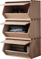 Stackable Solid Wood Storage Chest,Hall Entryway Cabinet,Bins with Lids,Modular Wooden Multi-use Box,Closet Storage Organizers,Drawers,Potato,Onion,Bread,Classify by Items,7.75”W(1 Pack)