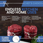 Organic Butcher’s Twine for Cooking & Trussing – 1.2mm Heavy-Duty Natural Cotton Kitchen Twine 200 Feet – Food-Safe, Oven-Safe String for Meat, Turkey, Baking, & Crafts