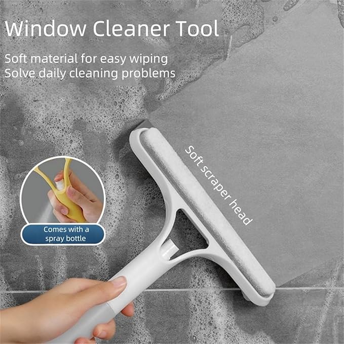 Shower Squeegee for Glass Doors All-Purpose Window Squeegee for Tile Shower Walls Mirror Bathroom Car Window Cleaning (Yellow)