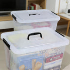 Zopnny 25 Quart Clear Storage Bin with Handle, Plastic Storage Latch Box with Lid, 4 Pack