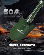 DARTMOOR Camping Shovel, 24" Larger Folding Shovel with Saw Edge, Portable Outdoor Survival Snow Shovel for Off Road Camping Hiking Digging Backpacking, Car Emergency, Entrenching Tool, Green