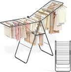 APEXCHASER Clothes Drying Rack, Oversized Drying Rack Clothing with Height-Adjustable, Foldable Gullwings Metal Laundry Rack, Indoor Outdoor Use, No Assembly, Black