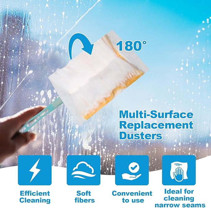 320 Pcs Disposable Dusters Refills 180° Multi Surface Replacement Bulk Heavy Duty Dusters for Ceiling Fan Cleaning with Microfibers Unscented(Bright Colors)