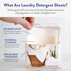 The Clean People Unscented Baby Laundry Detergent Sheets - Hypoallergenic - Ultra Concentrated, Recyclable Packaging, Fights Stains & Odors on Baby Clothes & Bedding - Fragrance Free, 32 Pack