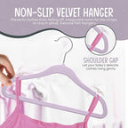 TechZoo 50 Premium Velvet Baby Hangers 11.8" Inch Non-Slip Infant, Ultra Slim Space-Saving Children Closet Hangers, 360° Swivel Hook, Strong & Durable Baby Toddler Kids Clothes Hanger, Purple