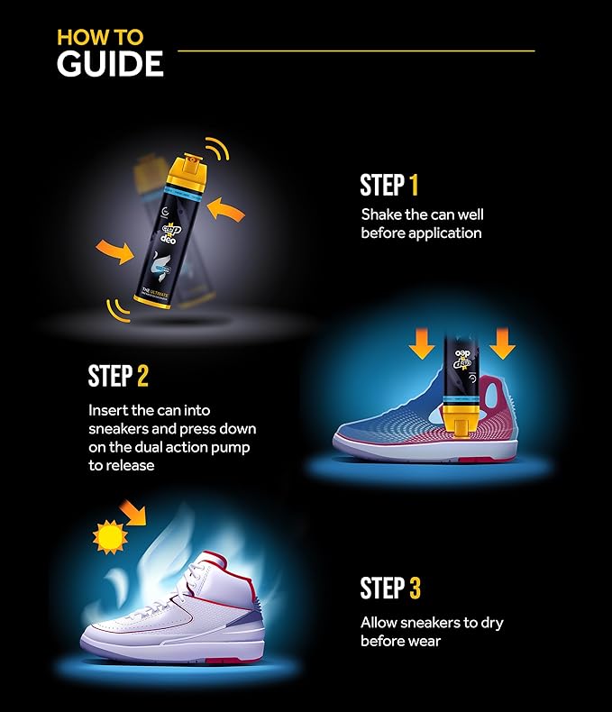 Crep Protect Shoe Deodorizer Spray - Foot & Shoe Odor Eliminator for Smelly Shoes, Sneakers, Boots, Suede & Nubuck - 24-Hour Freshness, Refreshing Scent (Vanquish, 5.07oz)