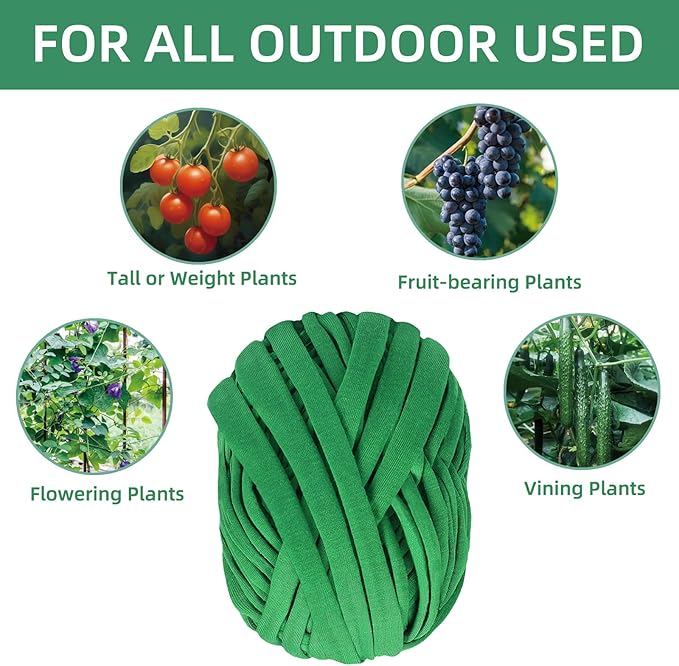 2 Packs Garden Twine, 196Ft Soft Garden String Green, Stretchy Plant Ties for Supporting and Tying Climbing Plants, Outdoor Plants, Tomatoes, Fruit Trees, Gardeners(98 Feet/Roll)