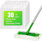 Heavy Duty Dry Sweeping Cloths Compatible with Sweeper Mop, Microfiber Duster Mop Pads Refills for Cleaning Hardwood Floor Dust and Pet Hair, Disposable (30)