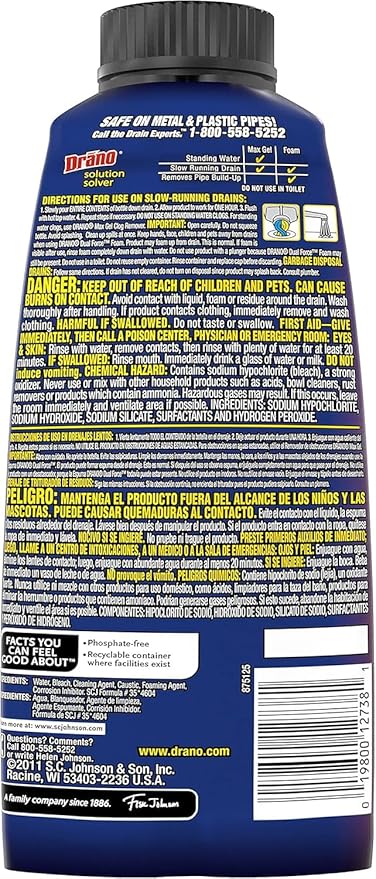 Drano Dual-Force Foamer Clog Remover, 17 oz (Pack of 5)