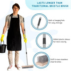 Stainless Steel Wire Scrub Brush with Long Handle for Deck, Concrete, Patio Floor Cleaning, 59'' Heavy Duty Stiff Metal Bristle Scrubber Broom for Outdoor Moss Removal