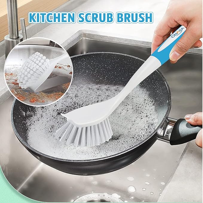 6 Pack Household Deep Cleaning Set - Kitchen, Bathroom & Floor Cleaning Brushes, Includes Scrub, Dish, Bottle, Grout, Crevice & Shoe Brushes