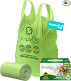 13 Gallon Compostable Trash Bags Liners with Handle-Tie, Thick 0.87 Mil, 49.21 Liter, 30 Bags, Tall Kitchen Food Scrap Waste Bag, ASTM D6400, US BPI and OK Compost Home Certified