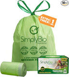 3 Gallon Compostable Trash Bags Liners Drawstring, Heavy Duty Extra Thick 1 Mil, 11.36 Liter, 50 Bags, Small Kitchen Food Scrap Waste Bag, ASTM D6400, US BPI and OK Compost Home Certified