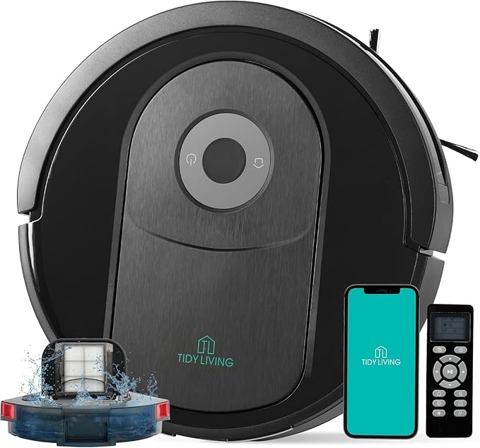 Xcity Robot Vacuum and Mop Combo, 4000Pa Strong Suction Smart Vacuum Cleaner with Water Tank & Dustbin, Self-Charging Robotic Vacuum for Pet Hair, Hard Floors & Carpets, App Control, Black