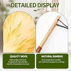 Natural Lambswool Duster 20 Inch Handheld with Wooden Handle Duster Dusting Tool for Blinds Electronics Furniture Delicate Surfaces (2Pcs)