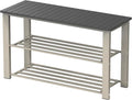 Simple Houseware Wood Top Shoe Storage Bench for Entryway, Grey