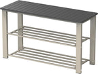 Simple Houseware Wood Top Shoe Storage Bench for Entryway, Grey