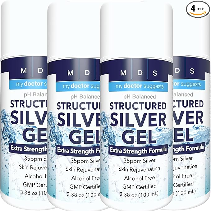 Colloidal Silver Gel Extra Strength - 35ppm Activated Colloidal Silver Gel for Maximum Potency - Made in USA - Structured Formula in a Convenient 4 Pack