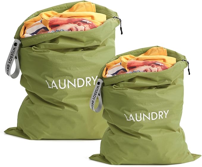 WiseBoy 2 Pack Laundry Bags, Washable Wet Dry Bag, Travel Laundry Bag Dirty Clothes Organizer, Swimming Yoga Bathing Suit Workout Wet Dry Bag - Green