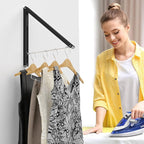 Laundry Room Clothes Rack - Wall Mounted Retractable Folding Clothes Hanger Drying Rack for Laundry Room Closet Storage Organization, Aluminum, Easy Installation (Black)