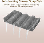 Soap Dish for Shower, Bathroom & Kitchen – Non-Slip, Self-Draining Design to Keep Soap Dry, Extend Soap Life – Easy to Clean, Compact & Durable (Grey, 2 pcs)