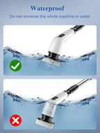 Electric Spin Scrubber - 120Min Cordless Shower Bathroom Cleaner with 8 Brush Heads | 440 RPM Power Scrubber (3-Speed) & Adjustable Extension Handle for Cleaning Bathtub, Tile, Grout