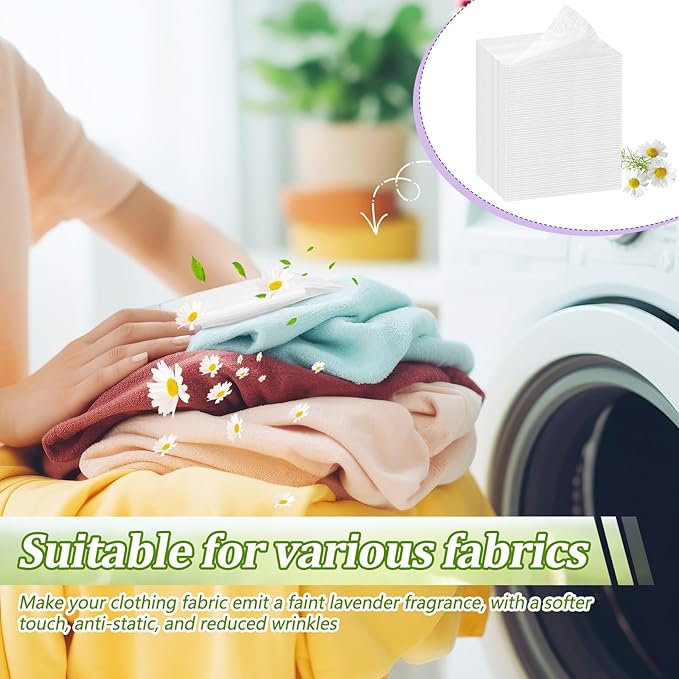 600 Count Dryer Sheets Bulk Fabric Softener Fresh Scent Dryer Sheets Naturally Softens and Removes Static Cling, Ideal for Households, Sensitive Skin