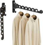 Danpoo Clothes Drying Rack Foldable Wall Mounted Laundry Drying Rack Clothing Coat Hanger Clothes Dryer Black