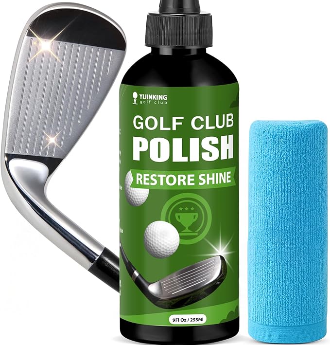 Golf Club Polish & Golf Club Cleaner - Rust and Scratch Remover Golf Club Polishing Kit/Golf Club Cleaning Kit - 9 oz Metal Polish Compound - Golf Accessories