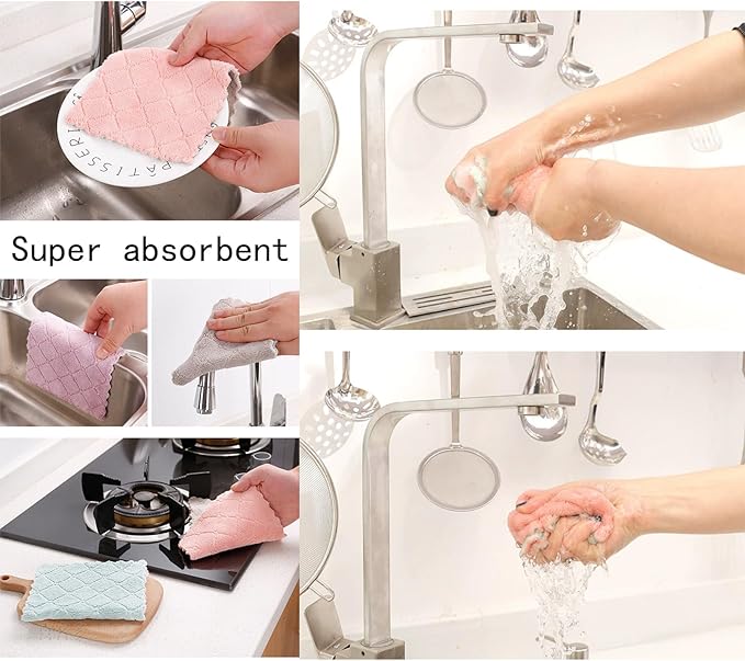 32 Pack Cleaning Cloth Kitchen Cloth, Dish Towels Super Absorbent Coral Velvet Dishtowels, Microfiber Premium Soft Tea Towels, Quick Dry Rags, Multipurpose Reusable Washcloths, Non-Stick Oil Cloths.
