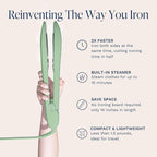 Nori Press Travel Steam Iron - Handheld Iron With Optional Steam Feature - No Ironing Board Required - Easy to Use w/ 6 Fabric Settings - Removes Wrinkles - User Manual Included - Green