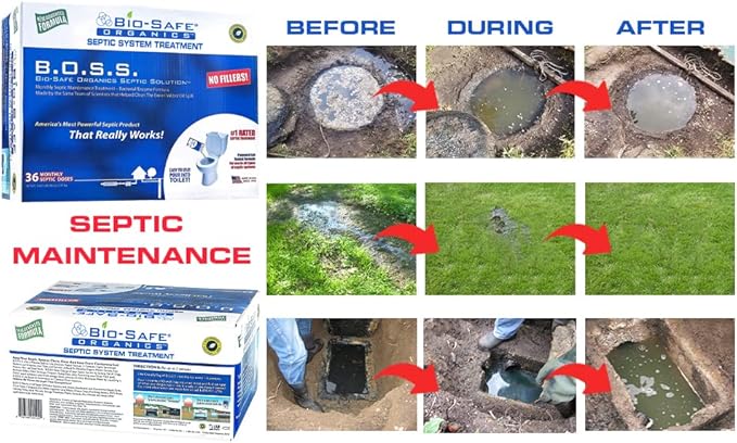 Bio-Safe Organics - Septic Tank Shock - Shock Combo Drainfix 5 Gal. & Large BOSS package - Patented Exxon Valdez Septic Tank Treatment - Septic Maintenance