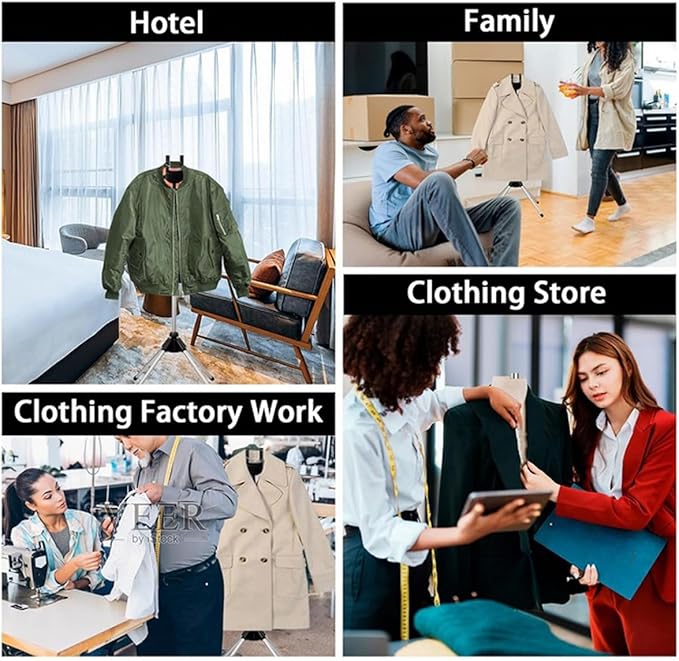 Iron Steam Stand; Foldable Garment Clothes Drying Rack; Handheld Garment Steamer Rack; Height Adjustable Standing Garment Hanger; Steam Ironing Machine Accessories Bracket (Black)