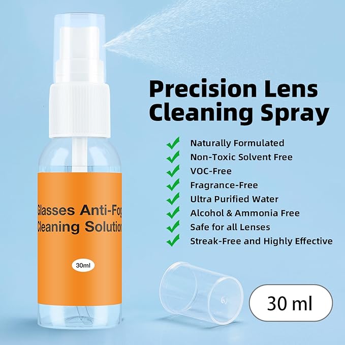 Glasses Cleaner Kit Eyeglass Cleaner, Anti Fog Spray with Microfiber Lens Cleaning Cloth, Glasses Repair Tool with Screws, Portable Travel Eyeglasses Cleaning Kit with Case