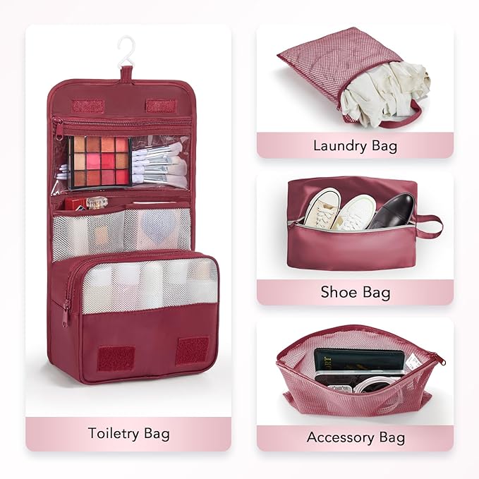 8 Set Compression Packing Cubes for Travel Essentials,Compressible Expandable Packing Cubes for Suitcase,OlarHike Luggage Organizer Bags for Travel,Handy Helper for Organizing Clothes(Wine Red)