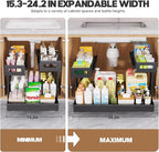 1 Pack Expandable Under Sink Organizers And Storage With Upgrade Ball-Bearing Slide Tracks,2-Tier Pull Out Under Cabinet Organizer Height Adjustable,Slide Out Under Sink Drawers-Black(Patent Pending)