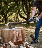 JXE JXO 31.5 Inch Axe, Splitting Axe 1065 High Manganese Steel, Hickory Handle with Leather Sheath