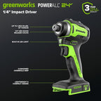 Greenworks 24V Brushless Cordless Impact Driver (1950 in-lbs.), 1/4" Hex Collet, 2.0Ah USB-C Battery, 30W USB-C Charger & 3.3FT Braided Cable, Compatible with iPhone/iPad/Samsung & More