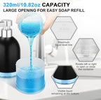 Automatic Soap Dispenser Liquid Touchless: 11oz Plastic - 5 Level Adjustable Black Rechargeable Electric Auto Smart Soap Dispenser - Bathroom Kitchen Hand Dish Lotion
